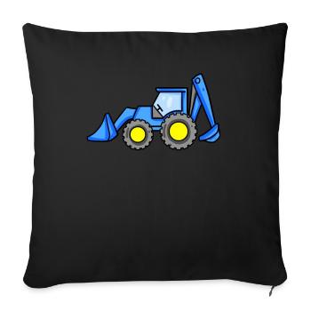 Excavator vehicle construction site - Sofa pillowcase 17,3'' x 17,3'' (45 x 45 cm) - black - Front