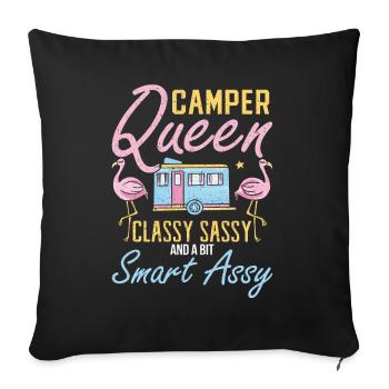 Camper Queen Classy Sassy Smart Assy Camping - Sofakissenbezug 45 x 45 cm - Schwarz - Vorne