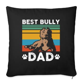 American Bully papa | Chien propriétaire de chien cadeau - Housse de coussin décorative 45 x 45 cm - noir - Devant