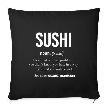 Sushi Alimentaire Japon Maki Nigiri Kawaii Miso Poisson - Housse de coussin décorative 45 x 45 cm - noir - Devant