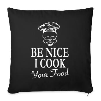 BBQ Cook Skull - Be Nice I Cook Your Food - Sofa pillowcase 17,3'' x 17,3'' (45 x 45 cm) - black - Front