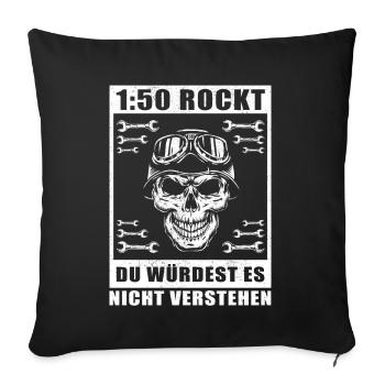 Mofa Moped Mofafahrer Mopedfahrer Geschenk - Sofakissenbezug 45 x 45 cm - Schwarz - Vorne