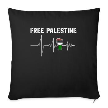 Free Palestine - Palestine Heartbeat Judaism - Sofa pillowcase 17,3'' x 17,3'' (45 x 45 cm) - black - Front