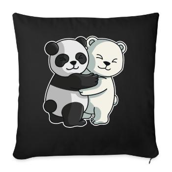 Panda and Icebear cute Hug Cuddle Animals - Sofa pillowcase 17,3'' x 17,3'' (45 x 45 cm) - black - Front