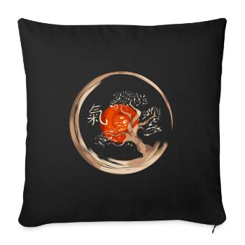 Qigong Bonsai Circle Chinese Energy Symbol - Sofa pillowcase 17,3'' x 17,3'' (45 x 45 cm) - black - Front