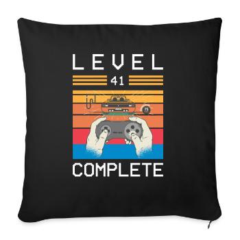 Retro Gamer Gifts 41st Birthday Level 41 Complete - Sofa pillowcase 17,3'' x 17,3'' (45 x 45 cm) - black - Front