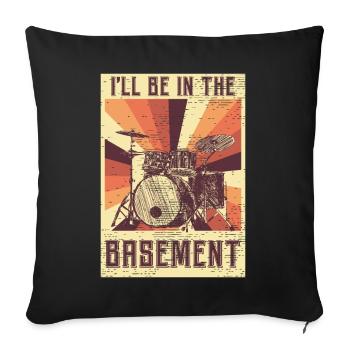 batterie baguettes batteurs batteur - Housse de coussin décorative 45 x 45 cm - noir - Devant