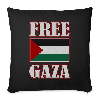 Palestine Flag, Free Palestine, Free Gaza, Gaza - Sofa pillowcase 17,3'' x 17,3'' (45 x 45 cm) - black - Front