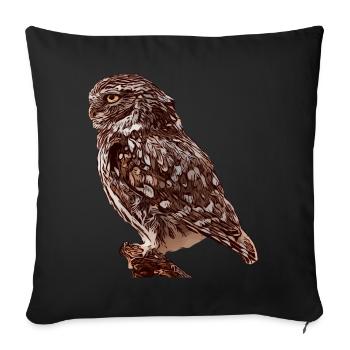 Owls bird motif bird forest animal animal motif - Sofa pillowcase 17,3'' x 17,3'' (45 x 45 cm) - black - Front