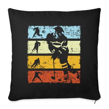 Ice Hockey Player Rétro Rétro Rétro Gift - Housse de coussin décorative 45 x 45 cm - noir - Devant