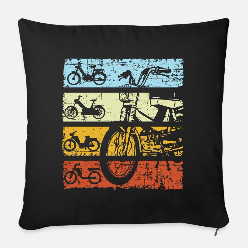 Mobylette Mobylette Scooter Maxi Mobylette Rétro - Housse de coussin décorative 45 x 45 cm - noir