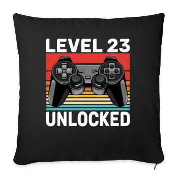 Level 23 Unlocked - 23e anniversaire cadeau de gamer - Housse de coussin décorative 45 x 45 cm - noir - Devant