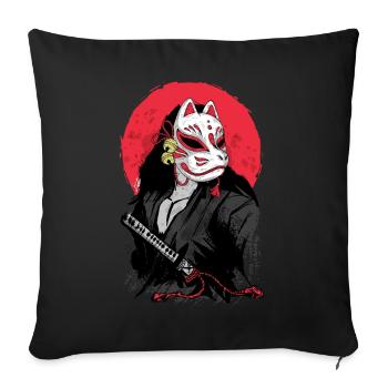Kitsune Samurai Japan Manga Anime Gift - Sofa pillowcase 17,3'' x 17,3'' (45 x 45 cm) - black - Front