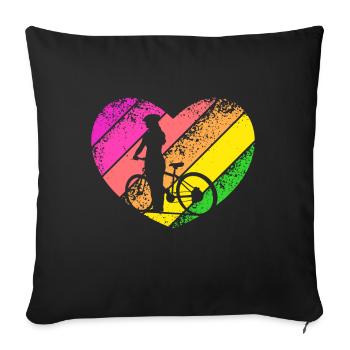 Heart Bike Girl - Sofa pillowcase 17,3'' x 17,3'' (45 x 45 cm) - black - Front