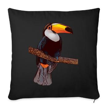 Tukan oiseau motif animal visage animal - Housse de coussin décorative 45 x 45 cm - noir - Devant