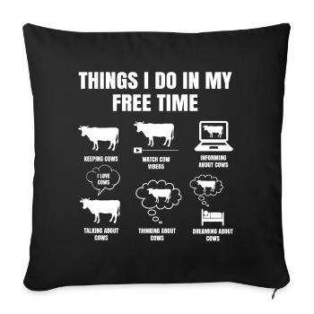 Things I Do In My Free Time Cow Farmer - Housse de coussin décorative 45 x 45 cm - noir - Devant