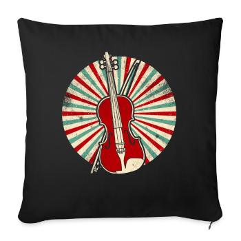 Violon instrument rétro violons rétro joueur - Housse de coussin décorative 45 x 45 cm - noir - Devant