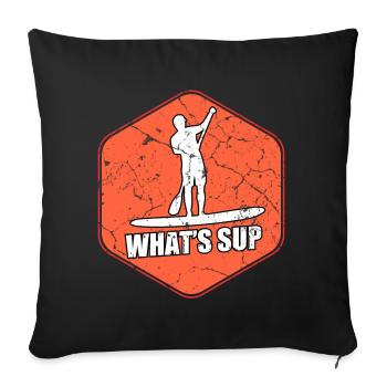 SUP Stand UP Paddle Paddle bateau - Housse de coussin décorative 45 x 45 cm - noir - Devant