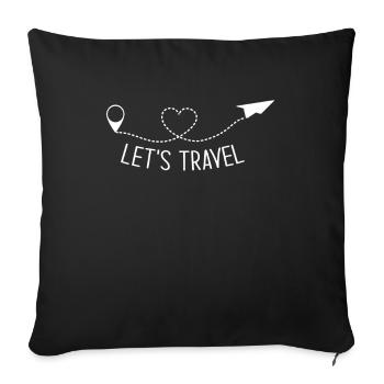 Let's Travel - Standpunkt Herz Flugzeug Reisen - Sofakissenbezug 45 x 45 cm - Schwarz - Vorne