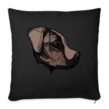 Dachshund dogs dog motif dog animal face animal - Sofa pillowcase 17,3'' x 17,3'' (45 x 45 cm) - black - Front