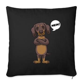 Sturer Dackel Hund lustig Teckel Hundebesitzer - Sofakissenbezug 45 x 45 cm - Schwarz - Vorne
