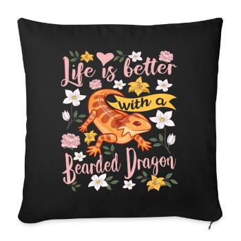 Bartagame Pogona lustig Spruch - Sofakissenbezug 45 x 45 cm - Schwarz - Vorne