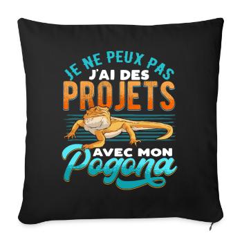 Agame Barbus Pogona Rigolo - Housse de coussin décorative 45 x 45 cm - noir - Devant