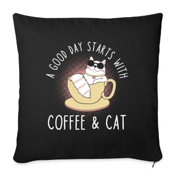 Kaffee Katze Spruch - Sofa pillowcase 17,3'' x 17,3'' (45 x 45 cm) - black - Front