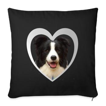 I Love my Border Collie - Heart Dog - Collie - Sofa pillowcase 17,3'' x 17,3'' (45 x 45 cm) - black - Front