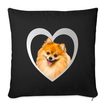 I Love my Nain - Chien coeur - Pitz nain - Housse de coussin décorative 45 x 45 cm - noir - Devant