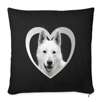 White Shepherd - White Shepherd Heart - Sofa pillowcase 17,3'' x 17,3'' (45 x 45 cm) - black - Front