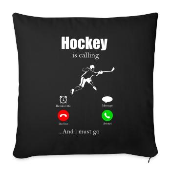 hockey - Sofa pillowcase 17,3'' x 17,3'' (45 x 45 cm) - black - Front