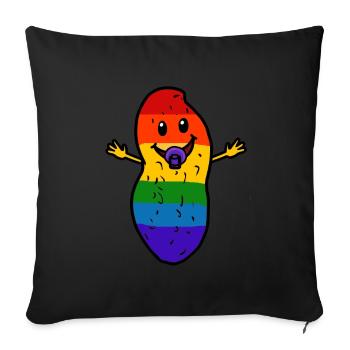 Peanut Baby LGBT Rainbow Flag Gay Pride - Sofa pillowcase 17,3'' x 17,3'' (45 x 45 cm) - black - Front