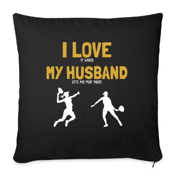 J'Aime Mon Mari Padel Paddle Tennis Padel Tennis - Housse de coussin décorative 45 x 45 cm - noir - Devant