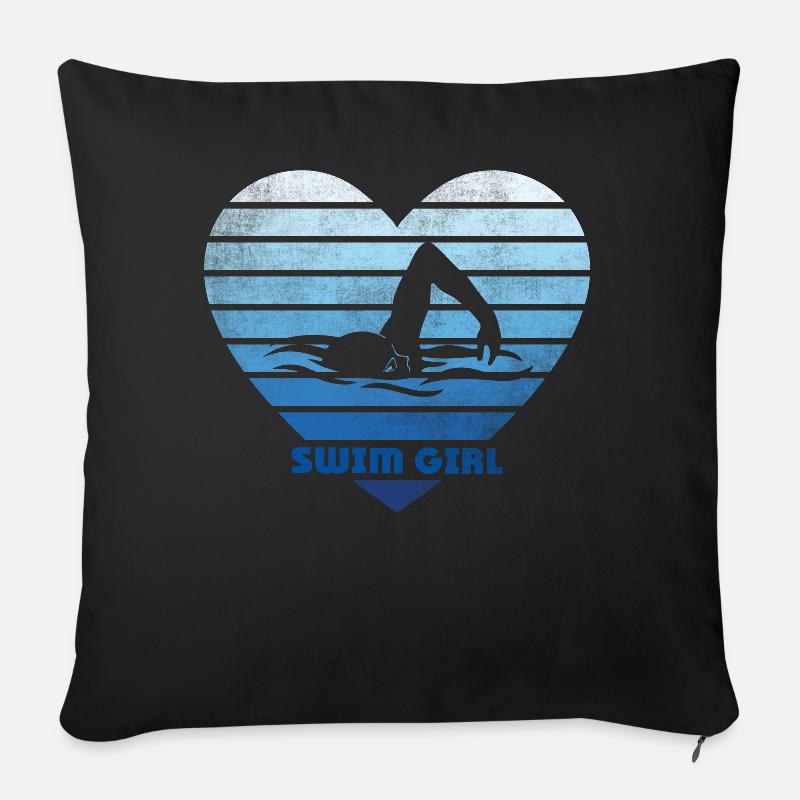 Schwimmerin Schwimmen Mädchen - Sofakissenbezug 45 x 45 cm - Schwarz