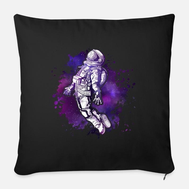 Cosmonaute Univers cosmonaute - Housse de coussin décorative 45 x 45 cm - noir