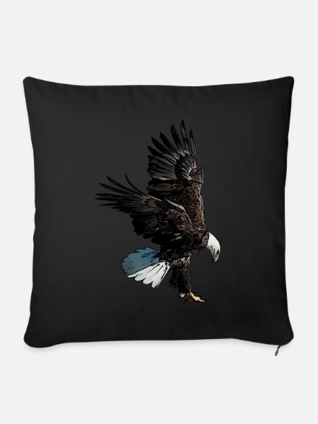 Adlermotiv Adler Aufdruck Weisskopfseeadler Adler - Sofakissenbezug 45 x 45 cm - Schwarz