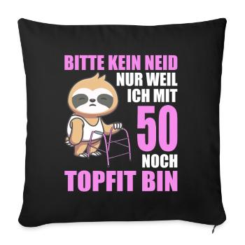 50. Geburtstag 50 Jahre Faultier Faultiere - Sofakissenbezug 45 x 45 cm - Schwarz - Vorne