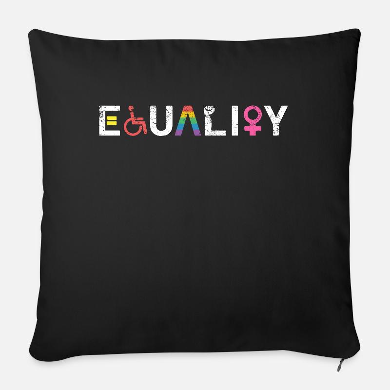 Pride CSD LGBT Cadeau d’égalité de l’égalité Rainbow - Housse de coussin décorative 45 x 45 cm - noir