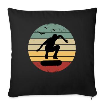 Retro skateboard skater skateboarding skateboarder - Sofa pillowcase 17,3'' x 17,3'' (45 x 45 cm) - black - Front