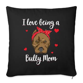 Cadeau de propriétaire de chien American Bully Mom - Housse de coussin décorative 45 x 45 cm - noir - Devant