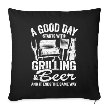 Grillen & Bier Herren Lustiges Griller - Sofakissenbezug 45 x 45 cm - Schwarz - Vorne
