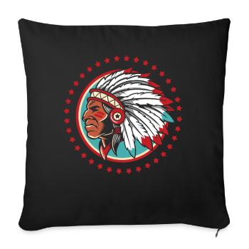 Indian Costume Native American Headdress Chief Ind - Housse de coussin décorative 45 x 45 cm - noir - Devant