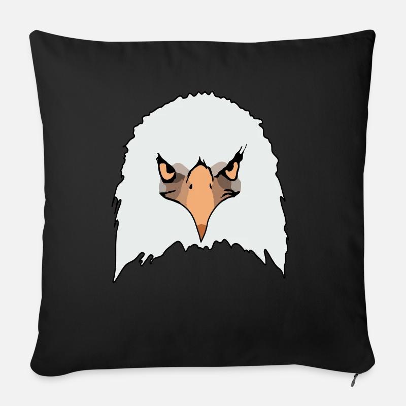 Aigle motif aigle impression aigle pygargue à tête blanche - Housse de coussin décorative 45 x 45 cm - noir