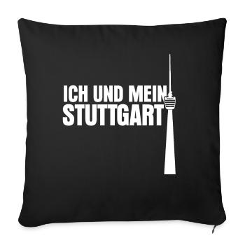 Stuttgart Stuttgarter Fernsehturm - Sofakissenbezug 45 x 45 cm - Schwarz - Vorne