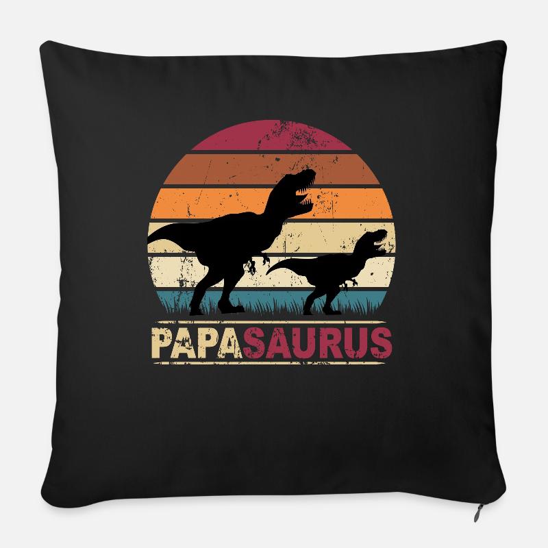 Papa Saurus Dinosaurier Familien Dino Papasaurus - Sofakissenbezug 45 x 45 cm - Schwarz