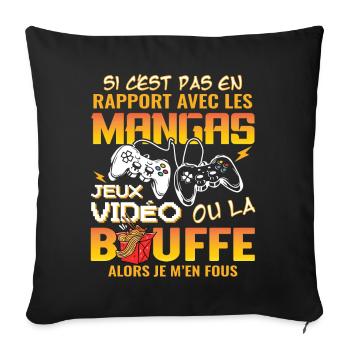 Cadeau Ado Geek Garçon Otaku Manga Et Jeux Vidéo - Housse de coussin décorative 45 x 45 cm - noir - Devant