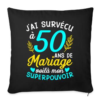 50e Anniversaire De Mariage Humour Cadeau - Housse de coussin décorative 45 x 45 cm - noir - Devant