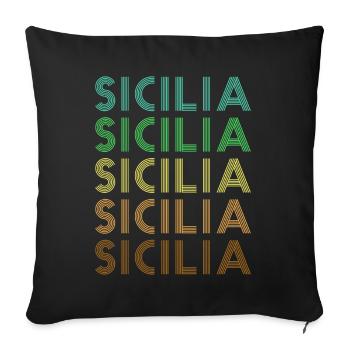 Sizilien Retro Sicilia - Sofakissenbezug 45 x 45 cm - Schwarz - Vorne