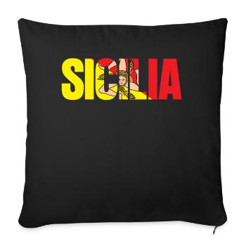 Sicile Drapeau Sicilia Blason - Housse de coussin décorative 45 x 45 cm - noir - Devant
